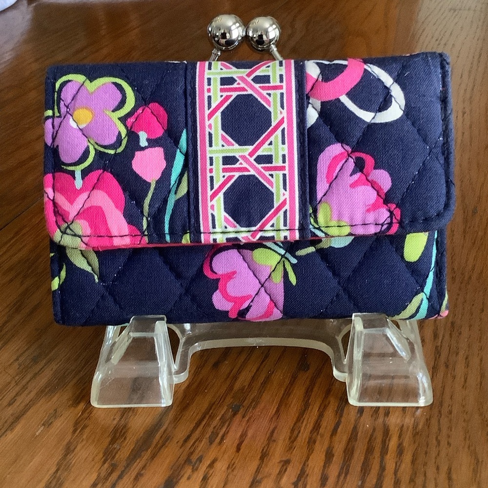 Vera Bradley Quilted Floral Wallet - Navy, Pink, Green